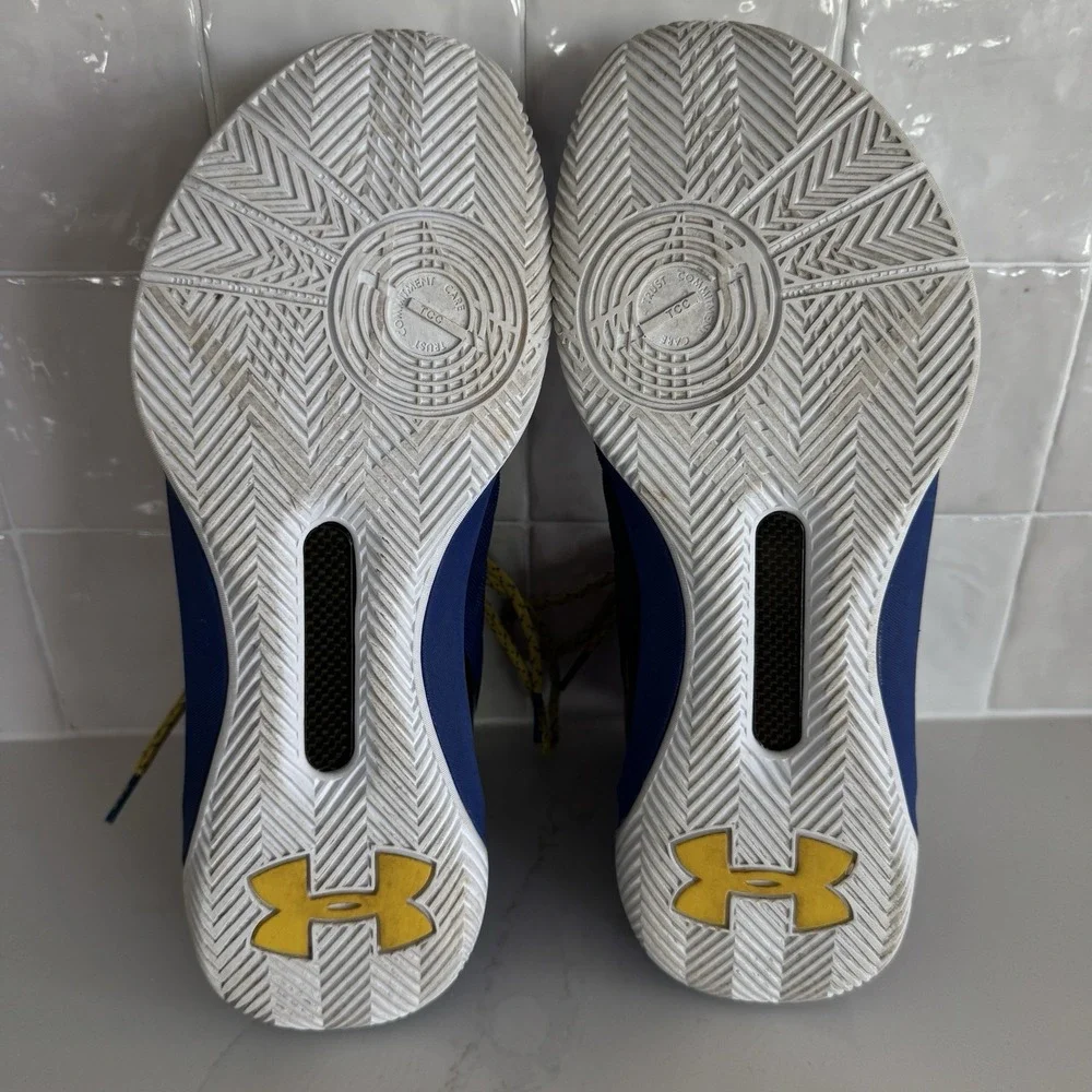Under Armour Curry 3 Basketball Shoes Men 8.5 Blue Yellow Dub Nation High Top